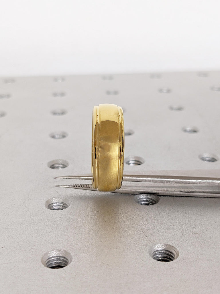 8mm Men's Wedding Band Gold, Tungsten Ring Men, Domed Polished Ring