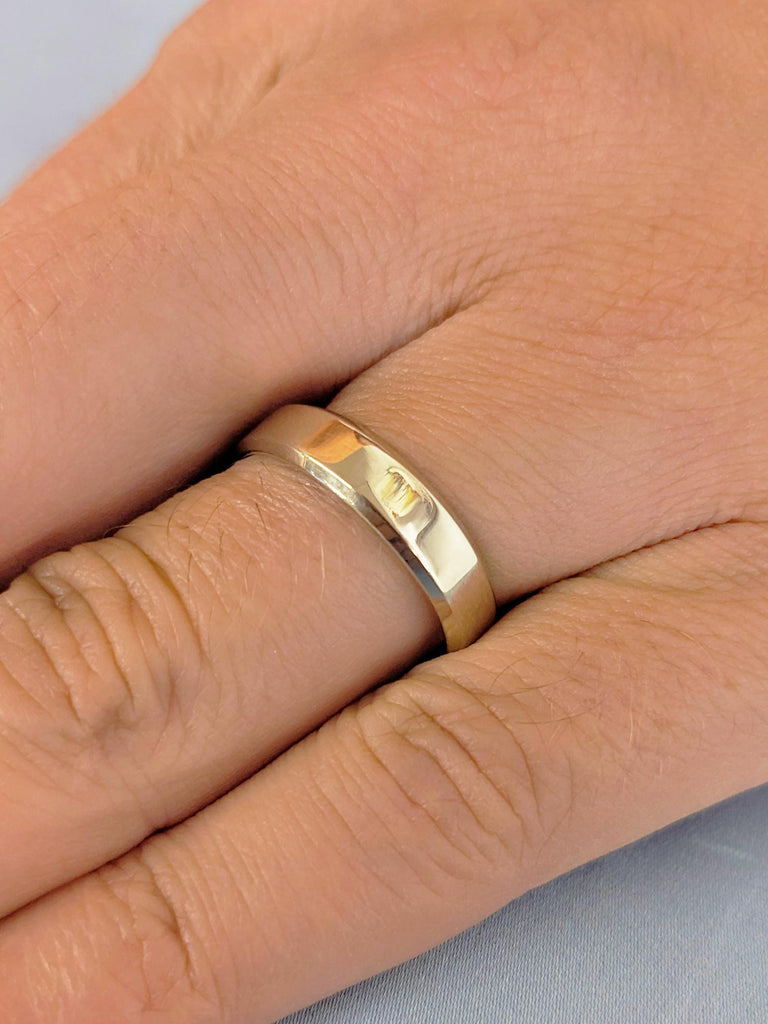 14K Solid White Gold Men's Engagement Ring, Plain White Gold Wedding Band, Minimalist Ring For Him, Everyday Jewelry Stack, Comfort Fit Ring