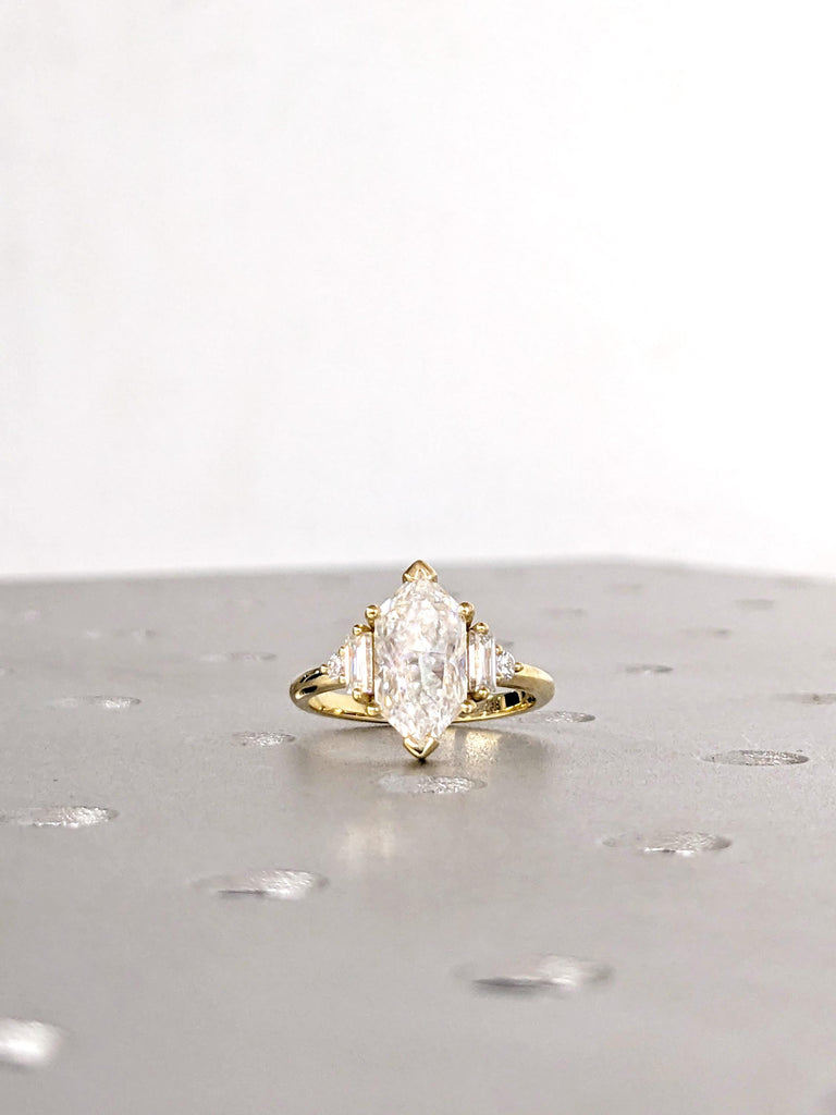 1.5ct Lab Diamond Ring, IGI Certified Lab Grown Diamond, Dutch Marquise Cut 14K Yellow Gold Ring, Engagement Wedding Anniversary Bridal Ring image #5