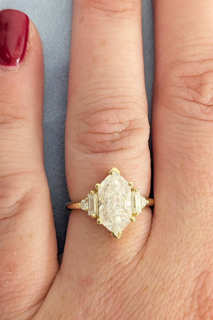 1.5ct Lab Diamond Ring, IGI Certified Lab Grown Diamond, Dutch Marquise Cut 14K Yellow Gold Ring, Engagement Wedding Anniversary Bridal Ring image #10