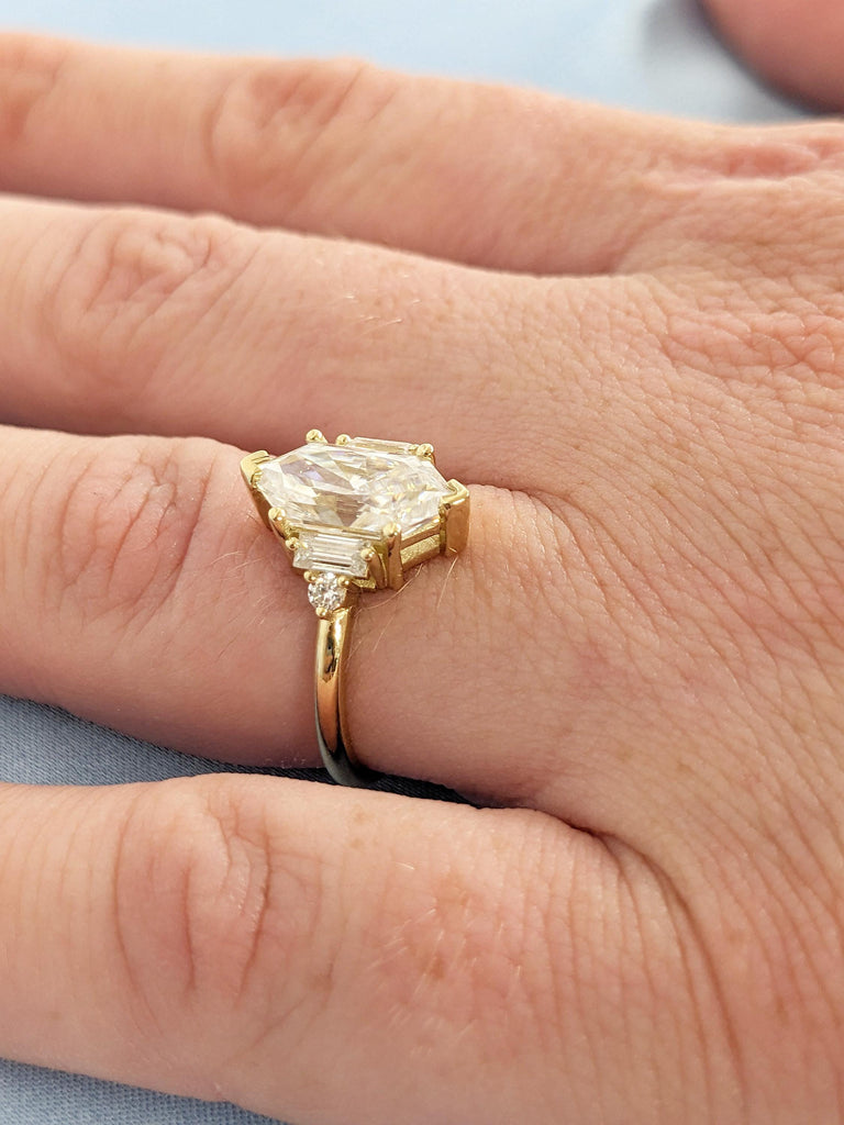 1.5ct Lab Diamond Ring, IGI Certified Lab Grown Diamond, Dutch Marquise Cut 14K Yellow Gold Ring, Engagement Wedding Anniversary Bridal Ring image #9