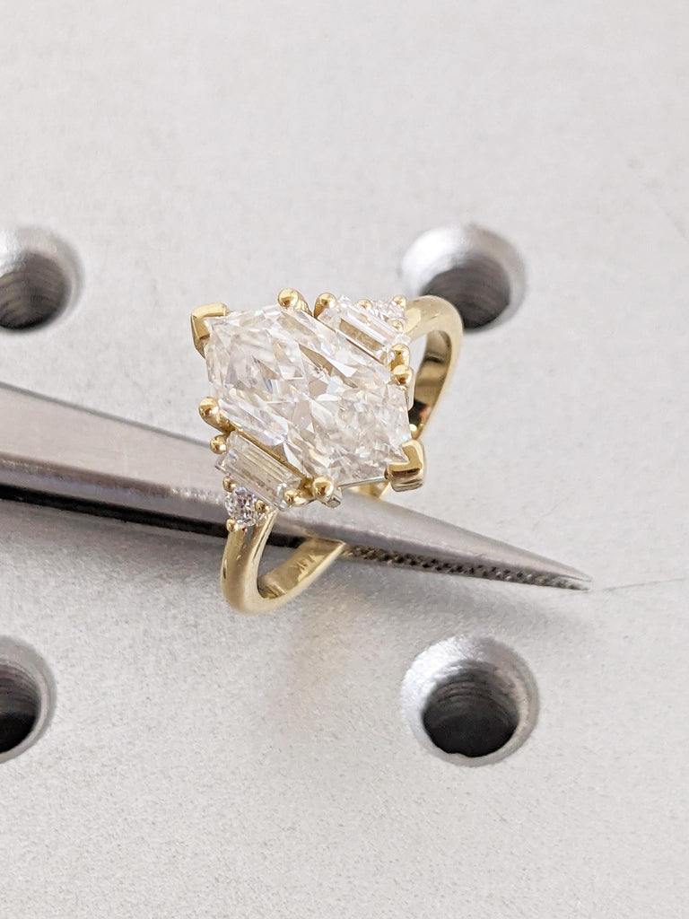 1.5ct Lab Diamond Ring, IGI Certified Lab Grown Diamond, Dutch Marquise Cut 14K Yellow Gold Ring, Engagement Wedding Anniversary Bridal Ring