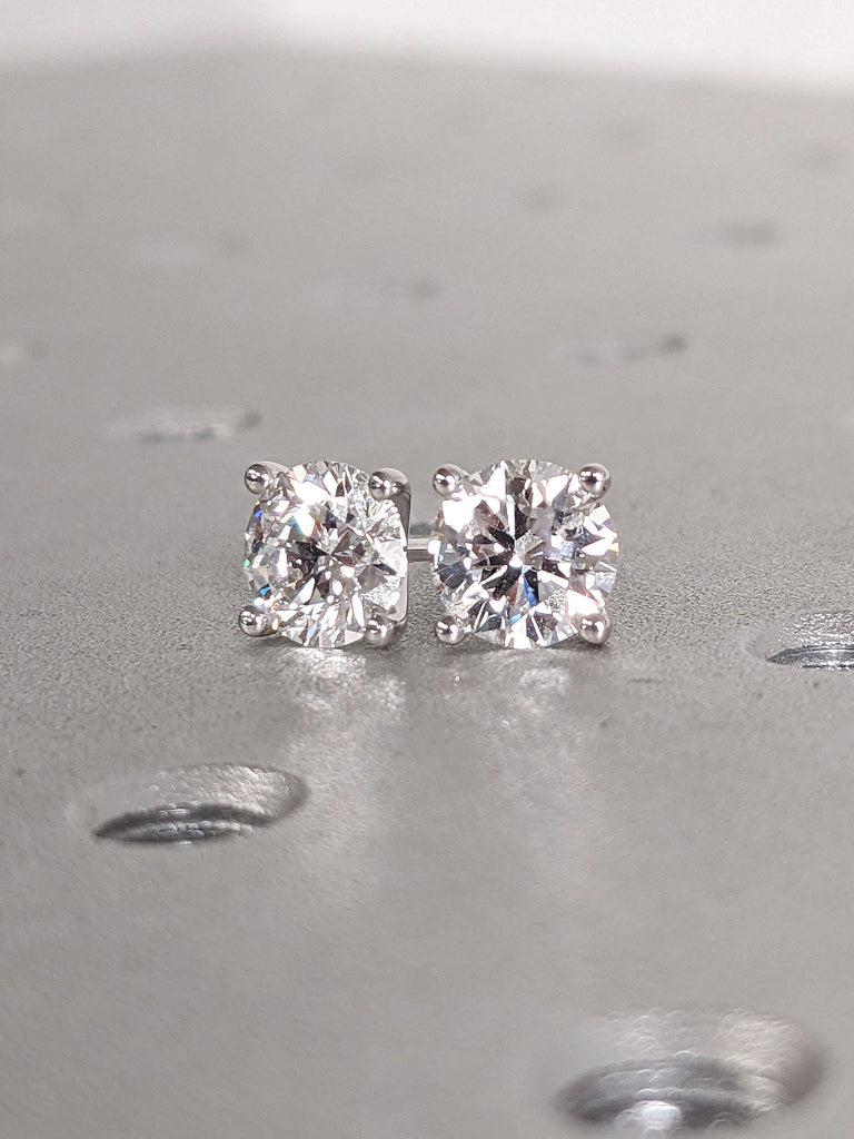 Round cut Certified Lab Diamond Bridal Stud Earrings | 14k/18k Solid Gold Solitaire Earrings | Martini Earring | Minimalist Women Jewelry