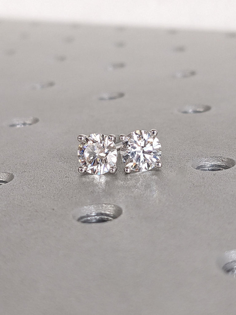 Round cut Certified Lab Diamond Bridal Stud Earrings | 14k/18k Solid Gold Solitaire Earrings | Martini Earring | Minimalist Women Jewelry