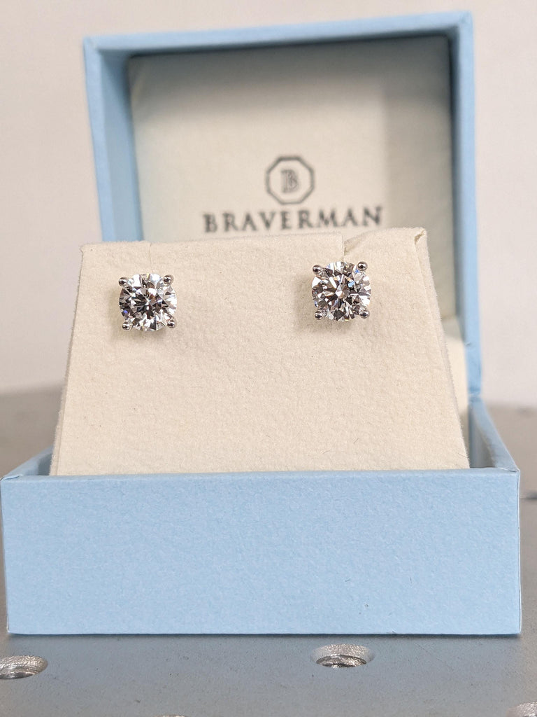 Round cut Certified Lab Diamond Bridal Stud Earrings | 14k/18k Solid Gold Solitaire Earrings | Martini Earring | Minimalist Women Jewelry