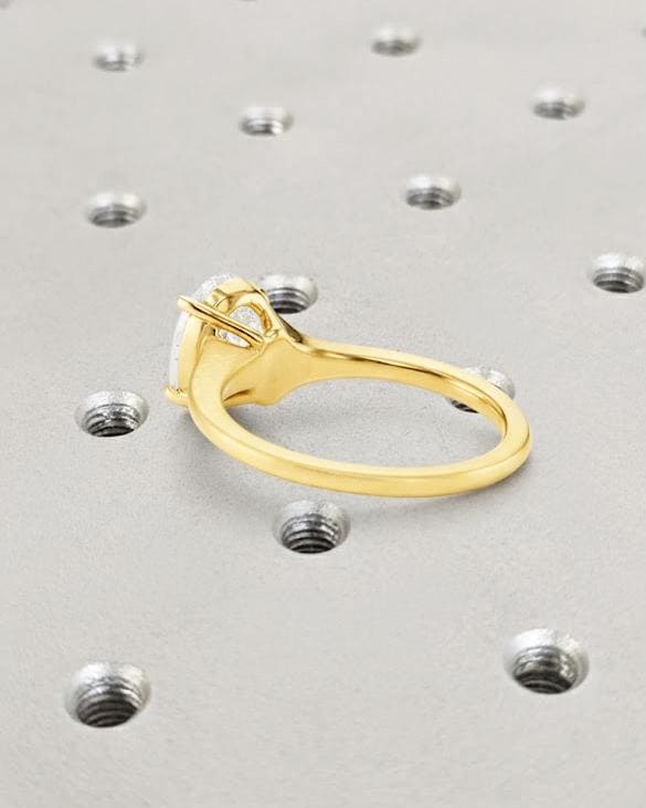 Oval Engagement Ring in 14k Yellow Gold | 0.5ct Oval Moissanite Solitaire Ring | Tapered Shank Wedding Ring | Modern Promise Ring for Women