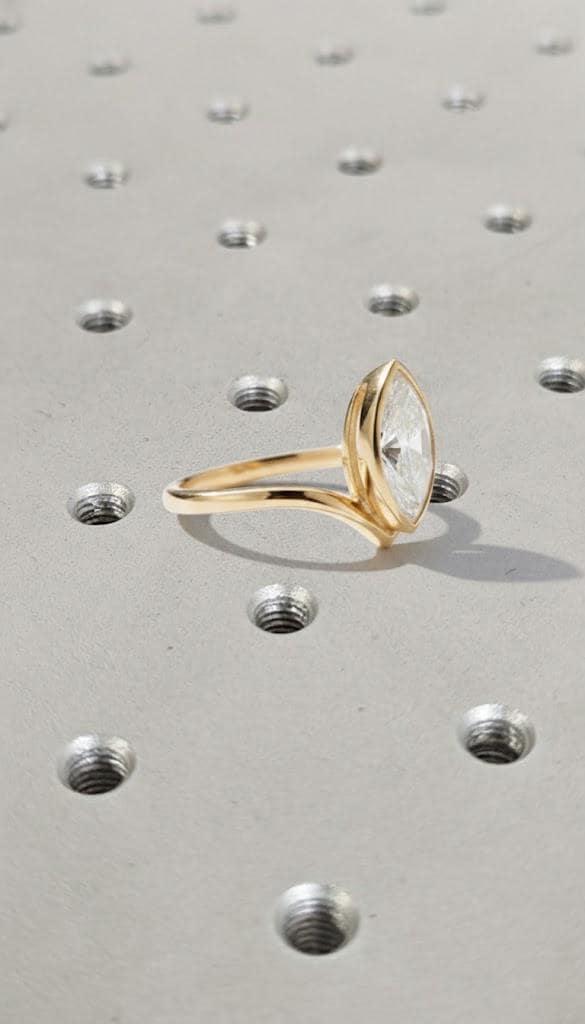 Dainty 14k Yellow Gold Bezel Engagement Ring