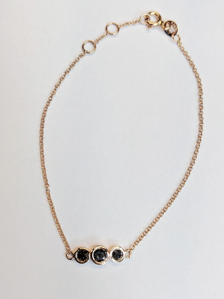 Salt and Pepper Diamond Bracelet, 14K Solid Rose Gold Delicate Bezel Diamond Chain, Minimalist Wrist Bracelet, Women's Everyday Jewelry
