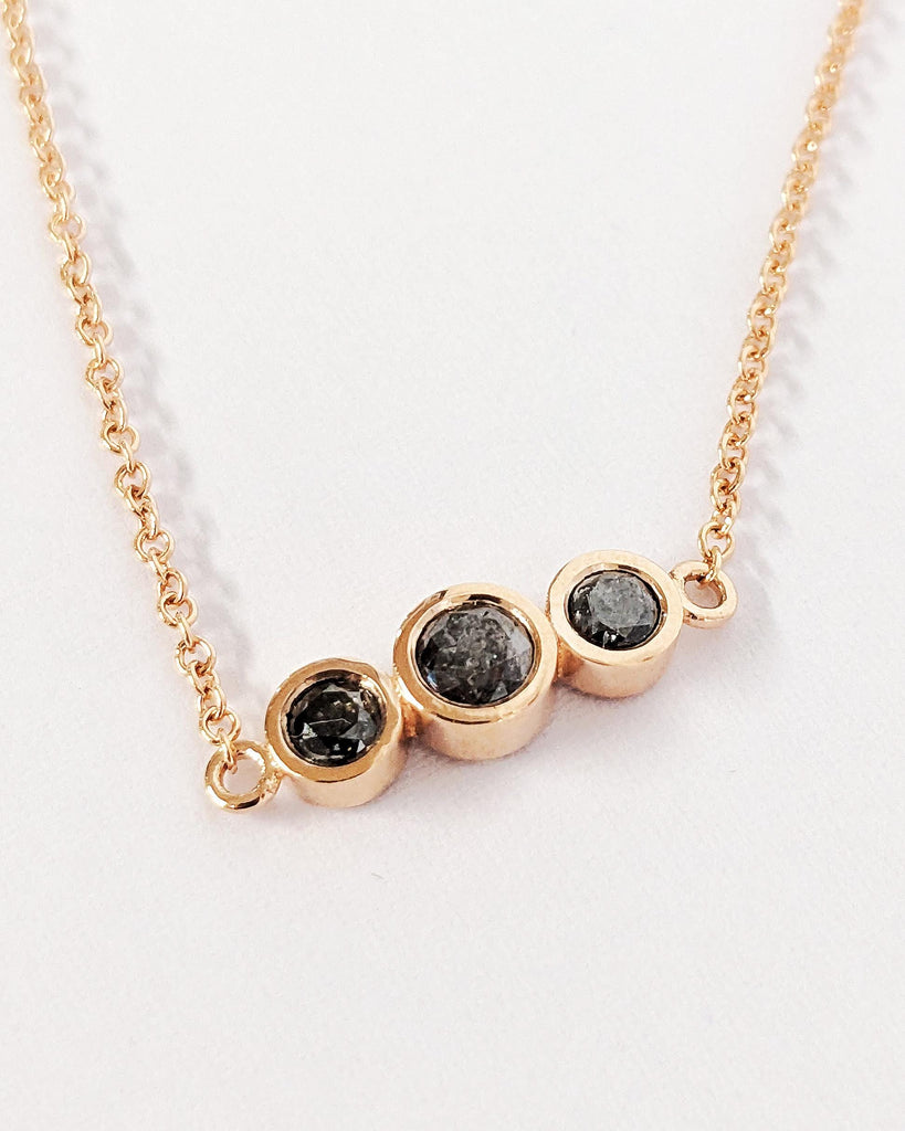 Salt and Pepper Diamond Bracelet, 14K Solid Rose Gold Delicate Bezel Diamond Chain, Minimalist Wrist Bracelet, Women's Everyday Jewelry