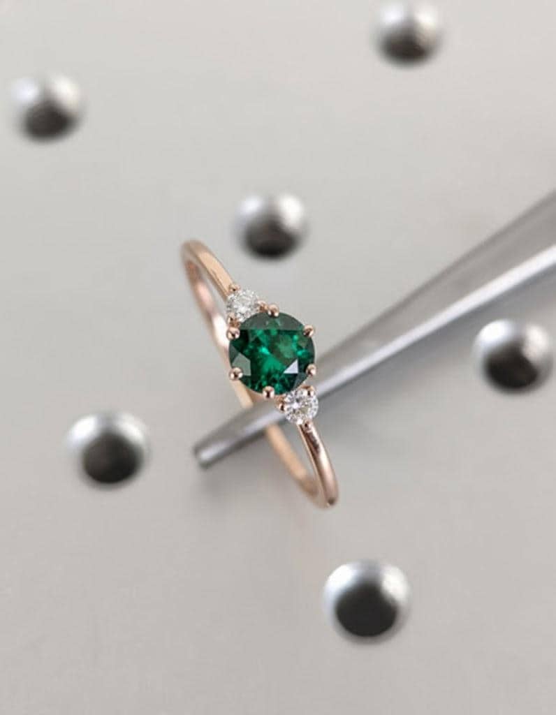 Vintage 14k Rose Gold May Birthstone Ring