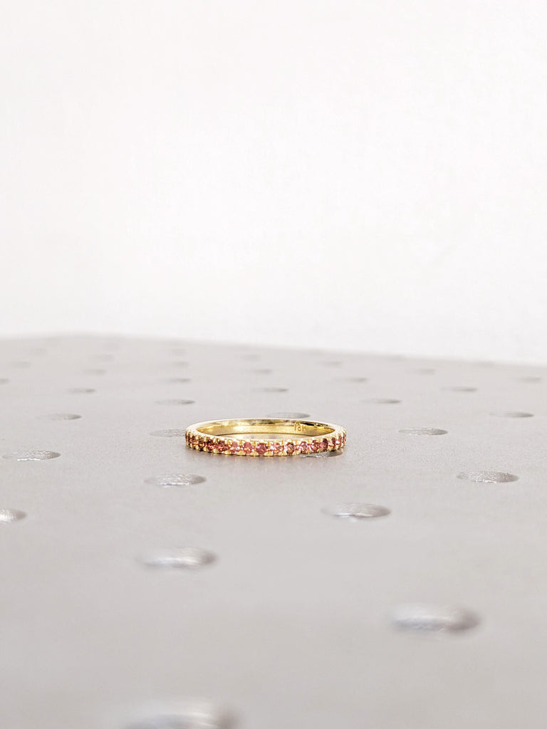 Pink Tourmaline Ring, 18K Yellow Gold Wedding Band, October Birthstone Ring, Gold Matching Ring, Dainty Ring, Personalized Ring, Womens Ring