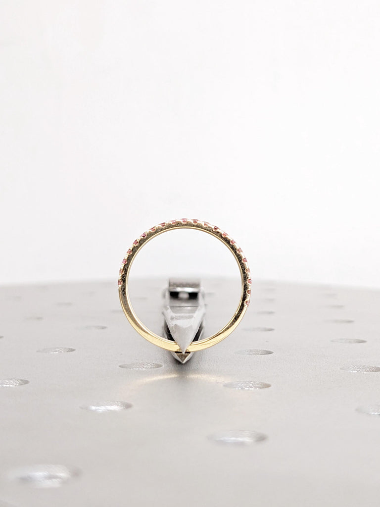 Pink Tourmaline Ring, 18K Yellow Gold Wedding Band, October Birthstone Ring, Gold Matching Ring, Dainty Ring, Personalized Ring, Womens Ring