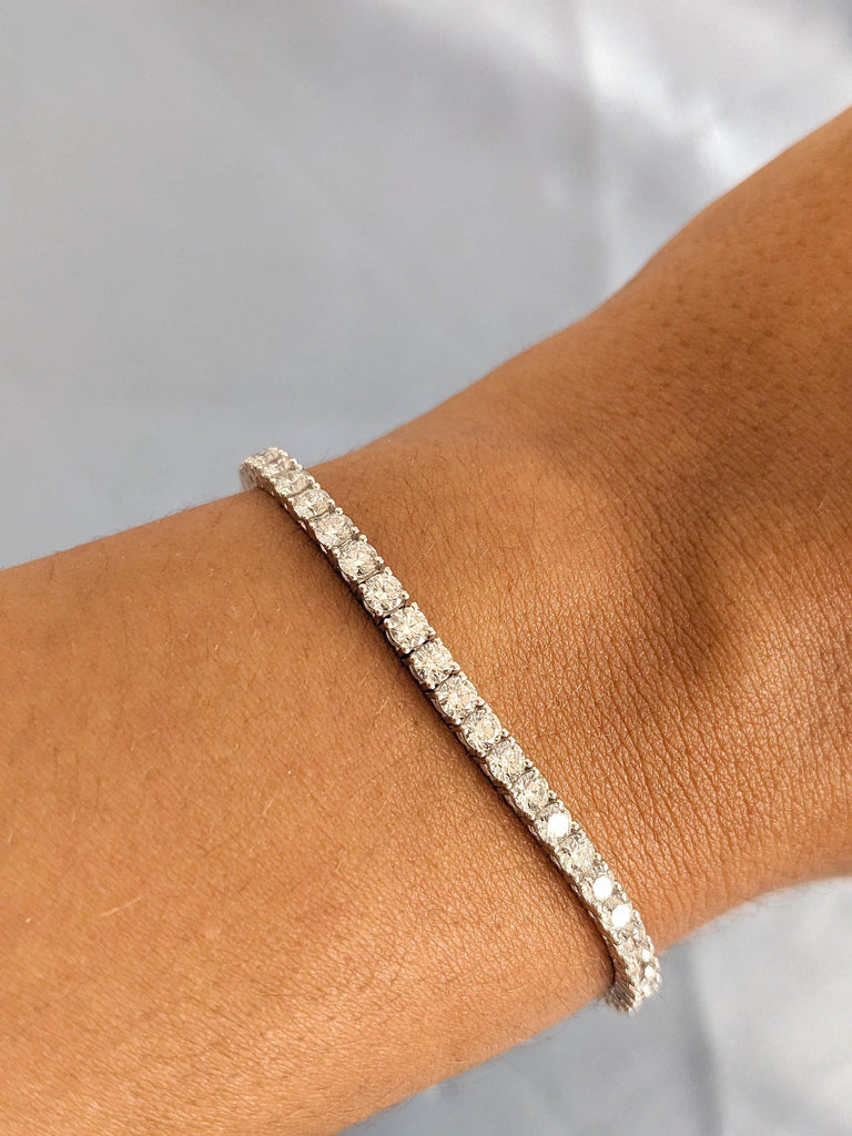 3MM Moissanite Tennis Bracelet | Solid Gold VVS Lab Diamond Tennis Bracelet | Anniversary Gift