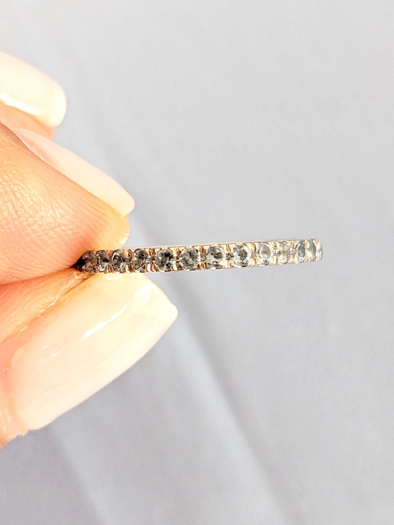 Aquamarine Wedding Band, Dainty 14K Gold / 18K Gold/ Platinum Matching Ring, March Birthstone Jewelry image #8