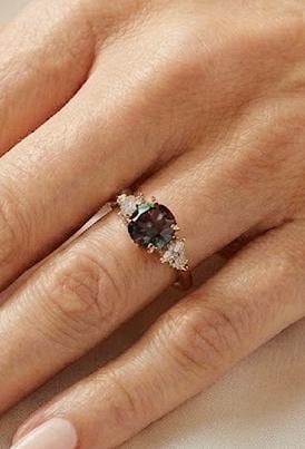 Teal Sapphire Engagement Ring, Round Natural Peacock Sapphire Wedding Band, Rose Gold Marquise Cut Diamond Anniversary, Libra Birthstone