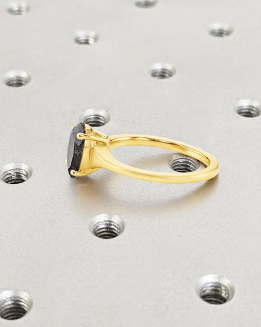 Oval Engagement Ring - Oval Salt and Pepper Diamond Ring - Grey Diamond Ring - Reverse Tapered Ring - Tapered Shank Ring - Gold Promise Ring image #4