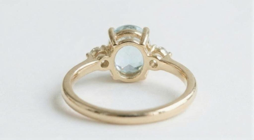 Oval Aquamarine Dainty Ring | 14k Gold Lab Aquamarine Minimalist Engagement Ring | March Birthstone Ring | Delicate Ring Gift for Her image #6