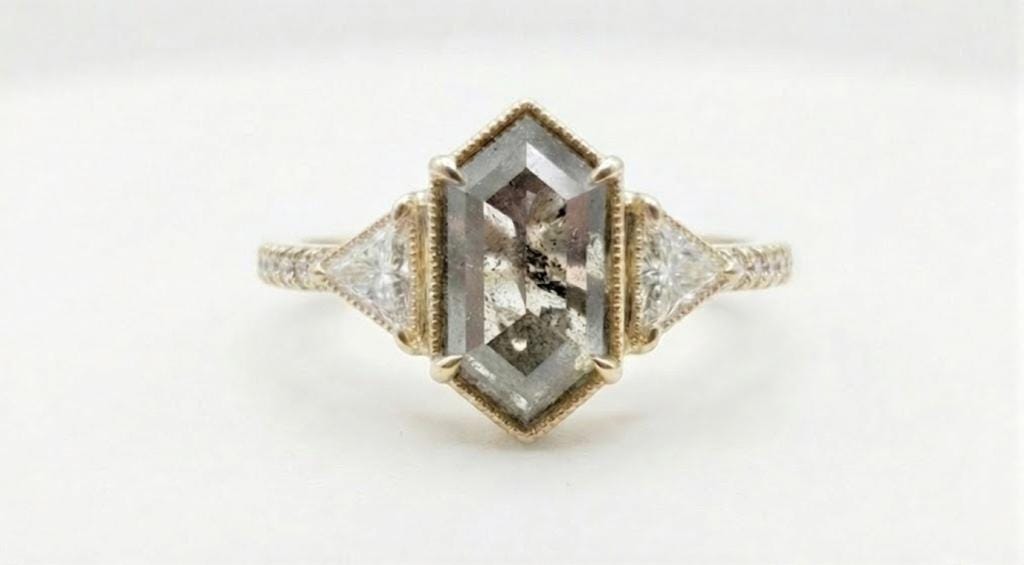 Salt and Pepper Diamond Engagement Ring