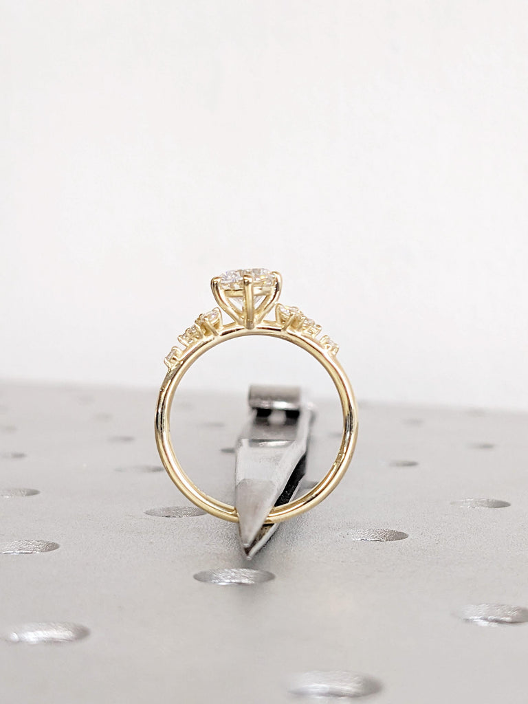 Moissanite Engagement Ring, Snowdrift Round Moissanite Diamond Cluster Ring, 14K Yellow Gold Rings For Woman, Wedding Rings, Statement Rings