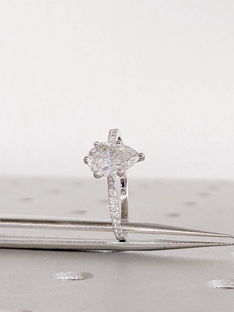 Lab Grown Diamond: IGI Certified, Engagement Ring, 14K White Gold, Pave Diamond Halo