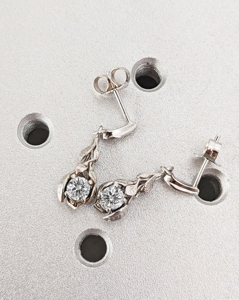 0.5ct D/F Color VS1 Lab Created Diamond Earring | 14k Solid Gold Dangle Earrings | Nature Inspired Earrings | Birthday Gift | Everyday Wear