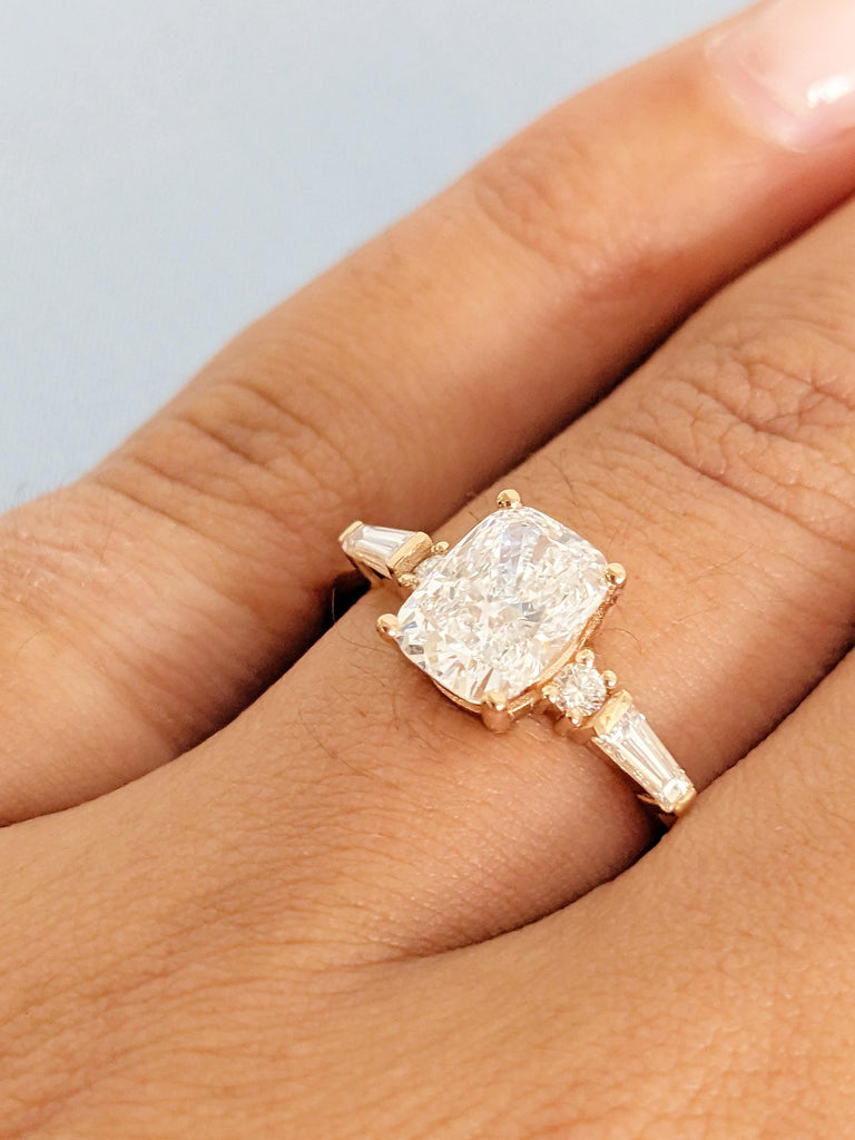 Cushion Lab Grown Diamond Ring, IGI Certified Lab Diamond Ring, 18K Rose Gold, Engagement Wedding Anniversary Promise Ring, Bridal Jewelry image #10