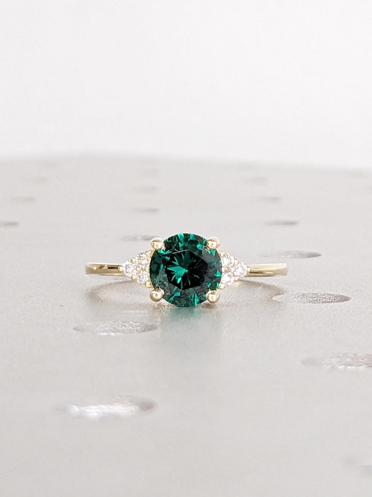 Diamond and Green Sapphire September Birthstone