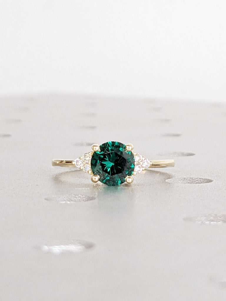 Diamond and Green Sapphire September Birthstone Ring