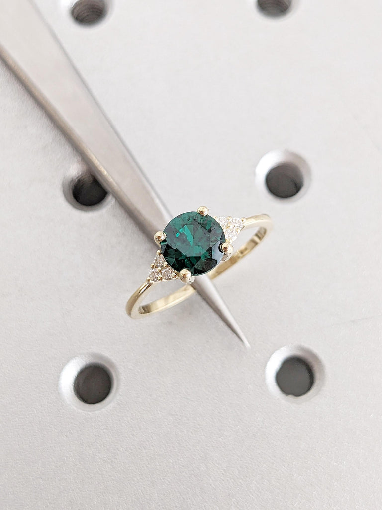 Diamond Cluster 14k Solid Gold Engagement Ring