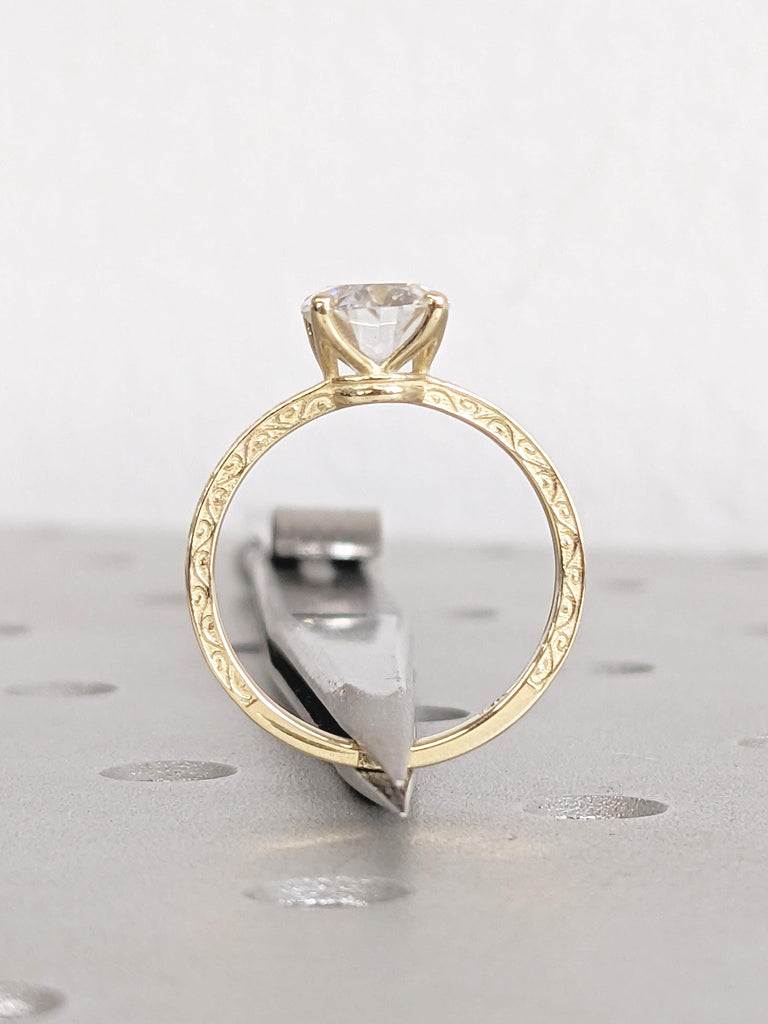 1, 1,5, 2ct Oval Lab Grown Diamond Engagement Ring, Unique 14k Yellow Gold Filigree Ring, Vintage Style Minimalist Promise Rings for Women image #5