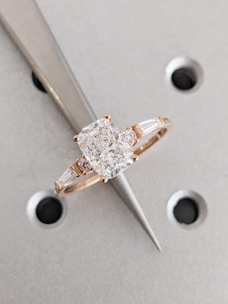 Cushion Lab Grown Diamond Ring, IGI Certified Lab Diamond Ring, 18K Rose Gold, Engagement Wedding Anniversary Promise Ring, Bridal Jewelry image #6