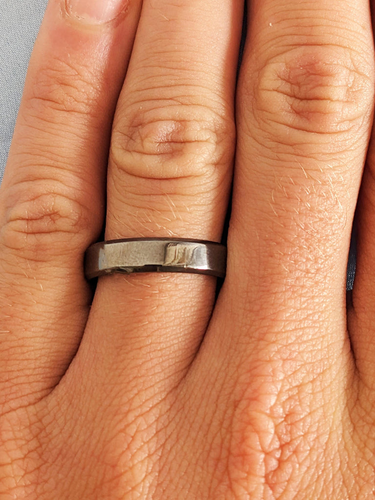 Elegant Black Gold 5mm Wedding Band, 14K Black Plain Comfort Fit Men's Engagement Ring