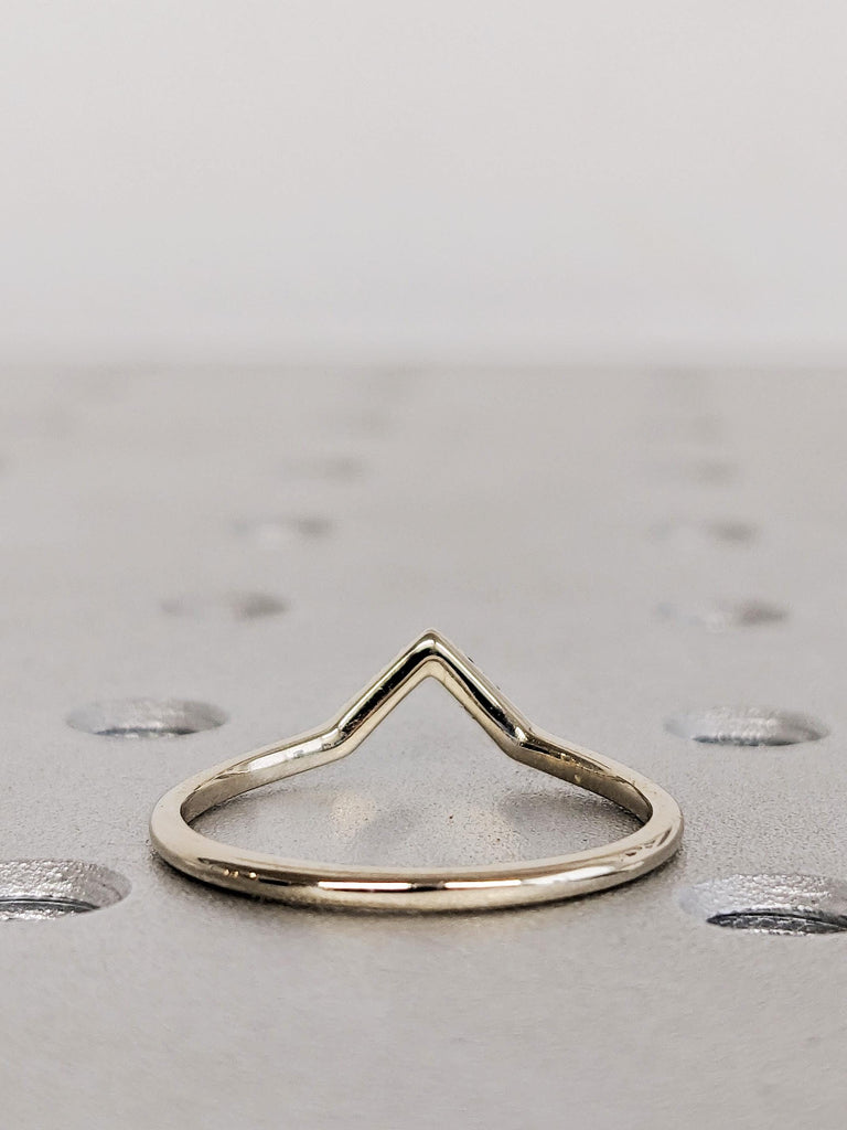 14K White Gold Black Diamond Chevron Ring, Half Eternity Diamond Matching Engagement Band, Everyday Stacking Jewelry image #5