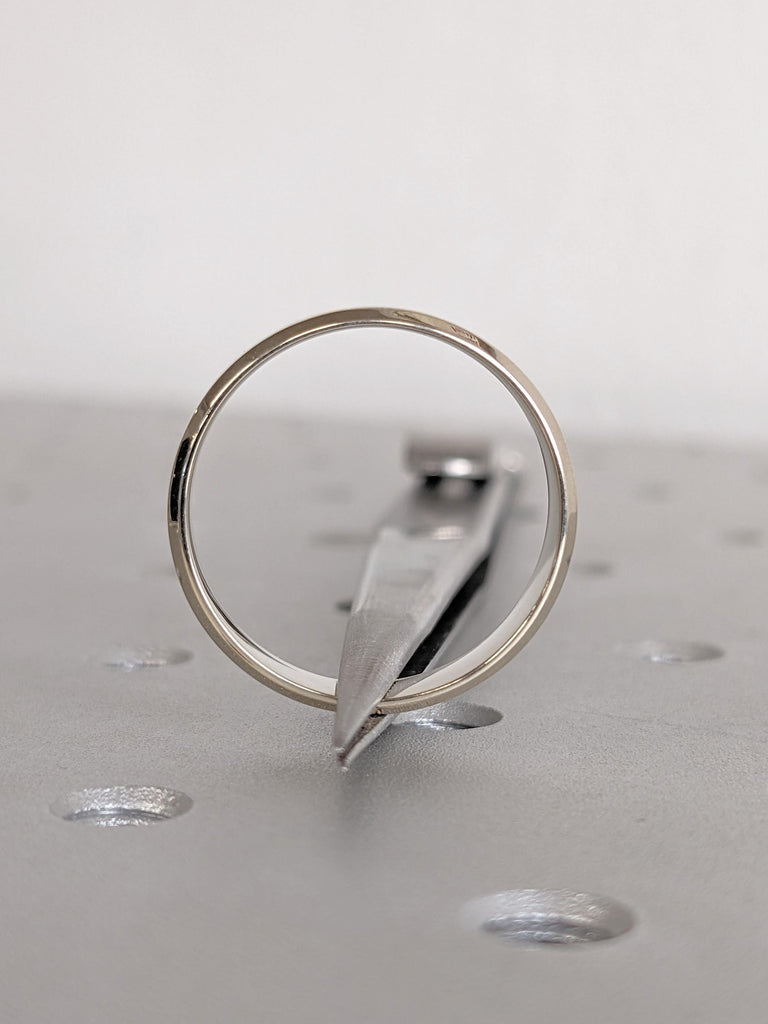 14K Solid White Gold Men's Engagement Ring, Plain White Gold Wedding Band, Minimalist Ring For Him, Everyday Jewelry Stack, Comfort Fit Ring