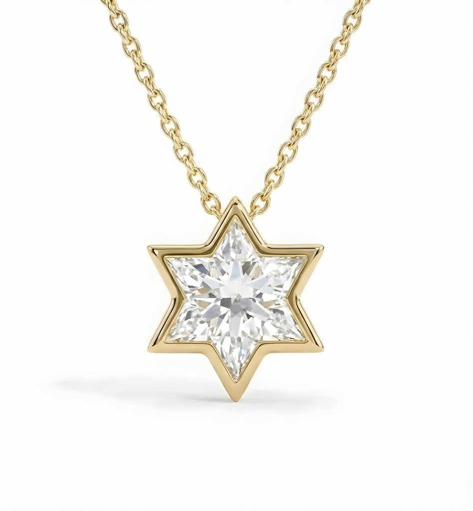 14k/18k Gold Diamond Star of David Necklace | VS1 Lab Diamond Jewish Jewelry Star Necklace | Gold Religious Pendant | Magen David Necklace