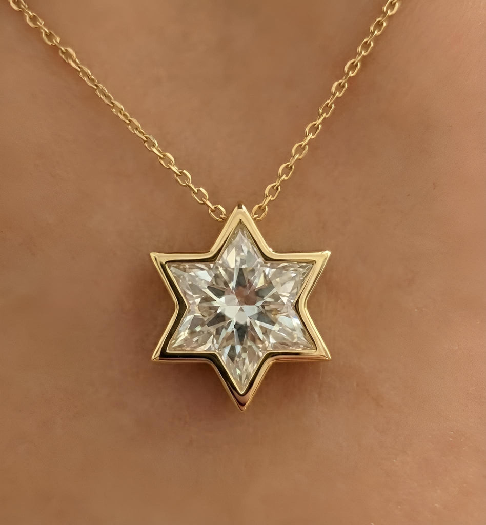 1.25ct Diamond Star of David Necklace, Jewish Star Charm, Yellow Gold Magen David, Star of David Necklace, Jewish Star of David Necklace