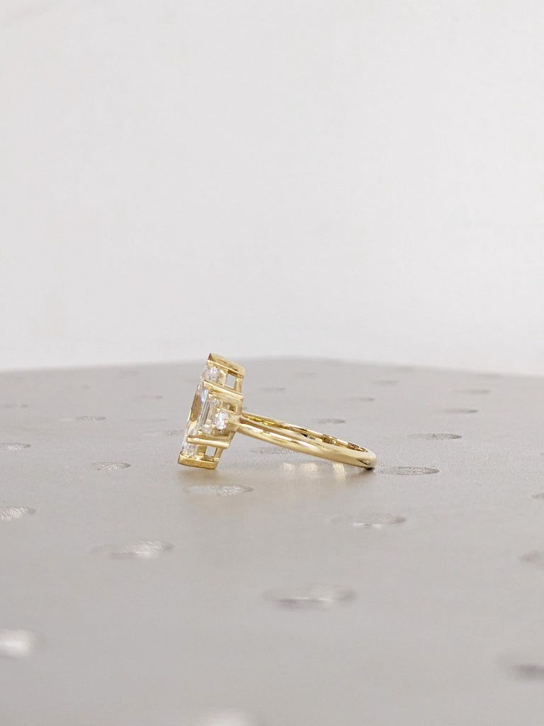 1.5ct Lab Diamond Ring, IGI Certified Lab Grown Diamond, Dutch Marquise Cut 14K Yellow Gold Ring, Engagement Wedding Anniversary Bridal Ring image #4