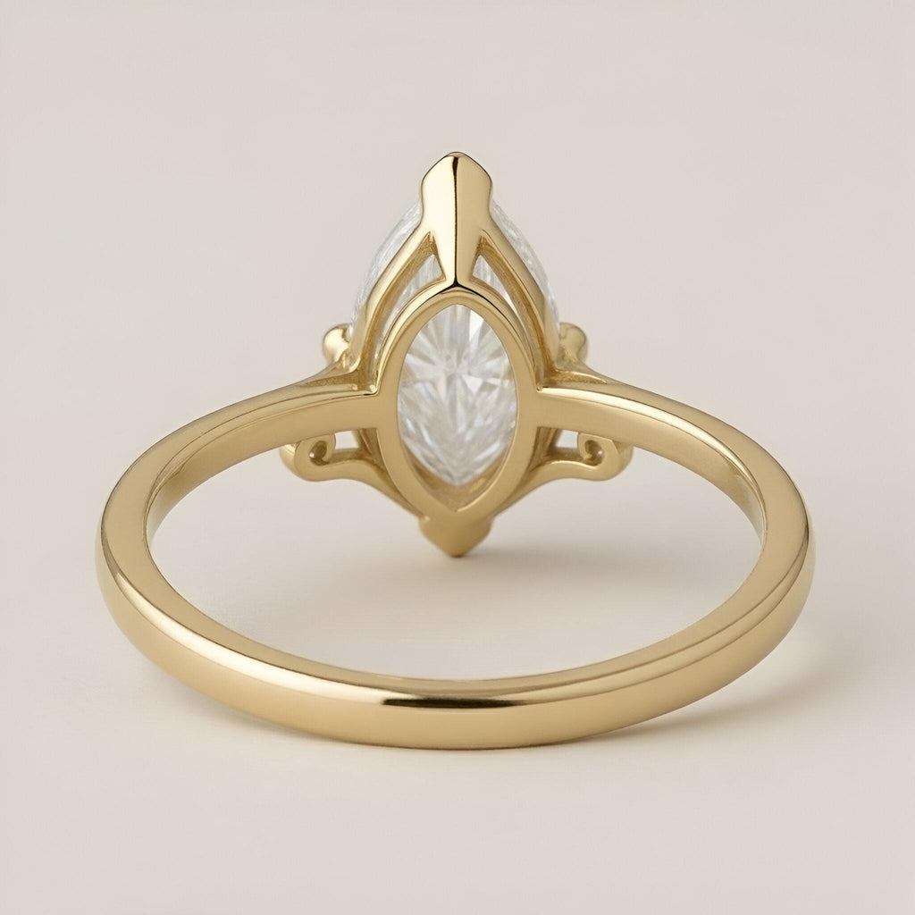 VVS Moissanite Engagement Ring, 0.5-4ct Vintage Filigree Marquise Cut Moissanite Ring, 14K Yellow Gold Solitaire, Bridal Rings, Women's Ring