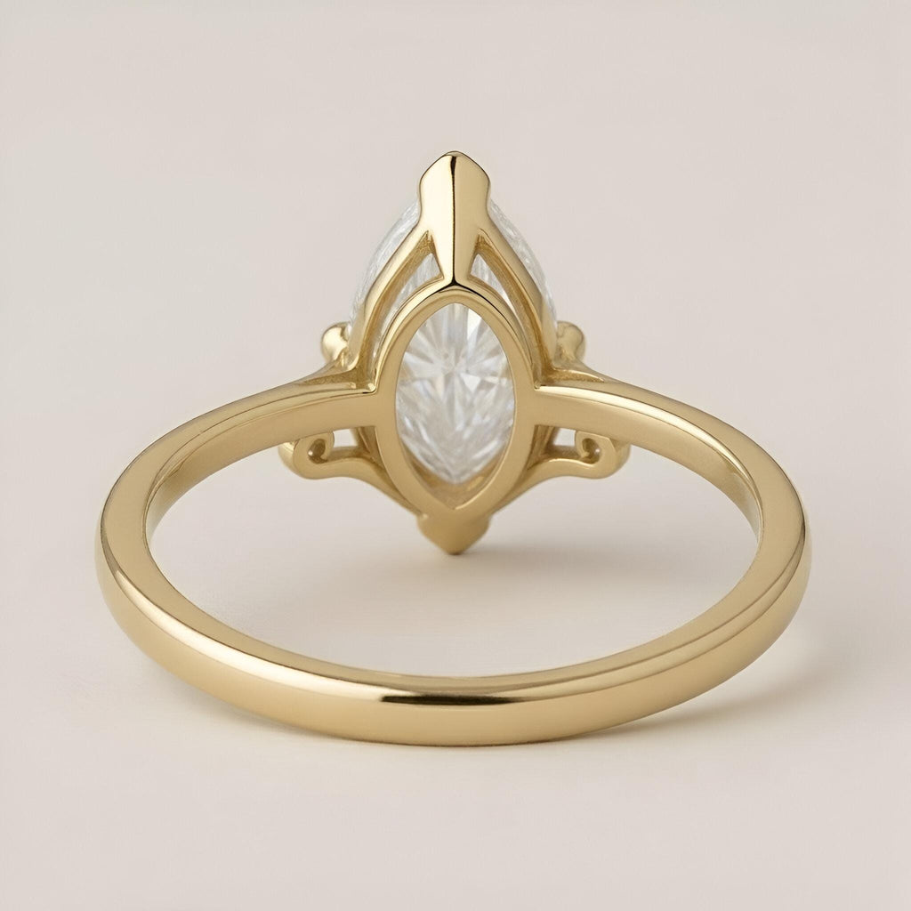 Certified Lab Grown Diamond Ring, Vintage Filigree Marquise Lab Diamond Engagement Ring, 14K Yellow Gold Wedding Rings For Her, Custom Rings