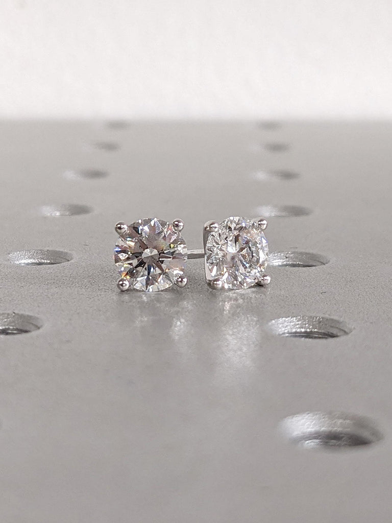 Round cut Certified Lab Diamond Bridal Stud Earrings | 14k/18k Solid Gold Solitaire Earrings | Martini Earring | Minimalist Women Jewelry