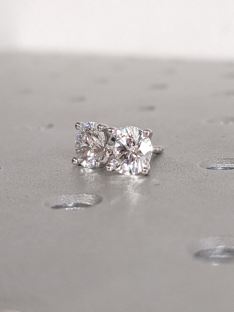 Round cut Certified Lab Diamond Bridal Stud Earrings | 14k/18k Solid Gold Solitaire Earrings | Martini Earring | Minimalist Women Jewelry