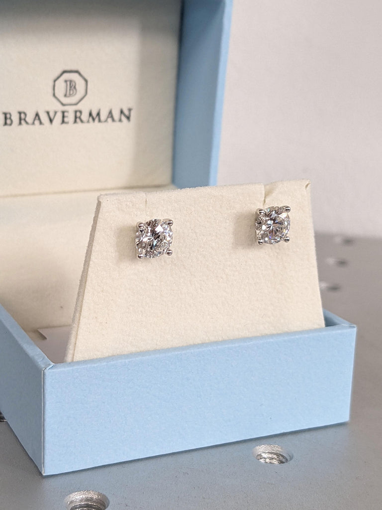 Round cut Certified Lab Diamond Bridal Stud Earrings | 14k/18k Solid Gold Solitaire Earrings | Martini Earring | Minimalist Women Jewelry