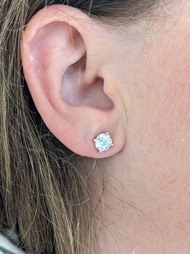 Round cut Certified Lab Diamond Bridal Stud Earrings | 14k/18k Solid Gold Solitaire Earrings | Martini Earring | Minimalist Women Jewelry