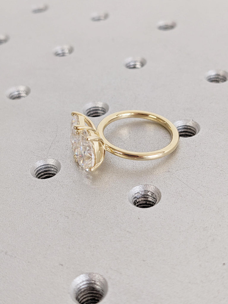 Pear & Radiant Cut Moissanite Engagement Ring, Prong Set Toi Et Moi Ring, 14K Solid Gold Two Stone Promise Ring, Double Stone Ring For Her