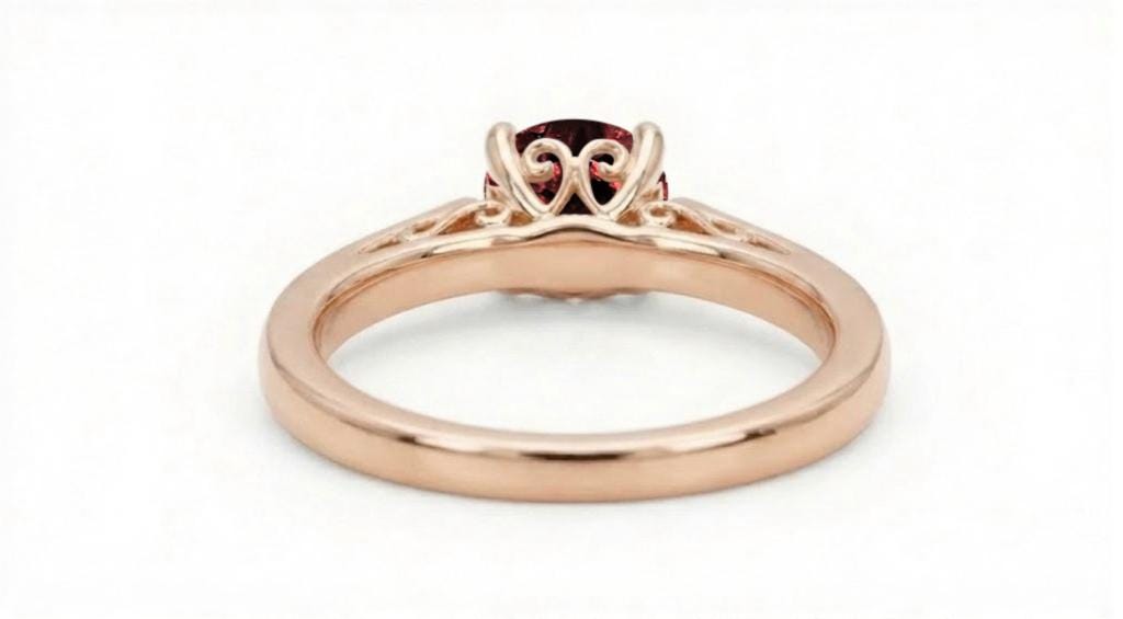 Ruby Engagement Ring, Vintage 14k Rose Gold Solitaire Ring, Dainty Handmade Ring for Women, Lab Grown Ruby Filigree Ring, July Birthstone image #7