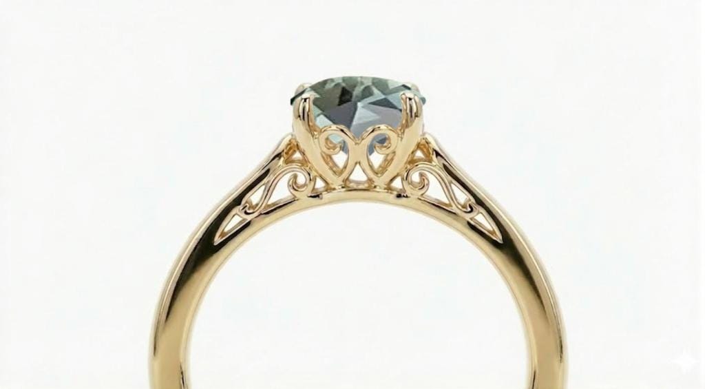 1 Carat Montana Sapphire Engagement Ring, Unique 14k Solid Gold Blue Green Sapphire Ring, September Birthstone, Personalized Handmade Ring image #7