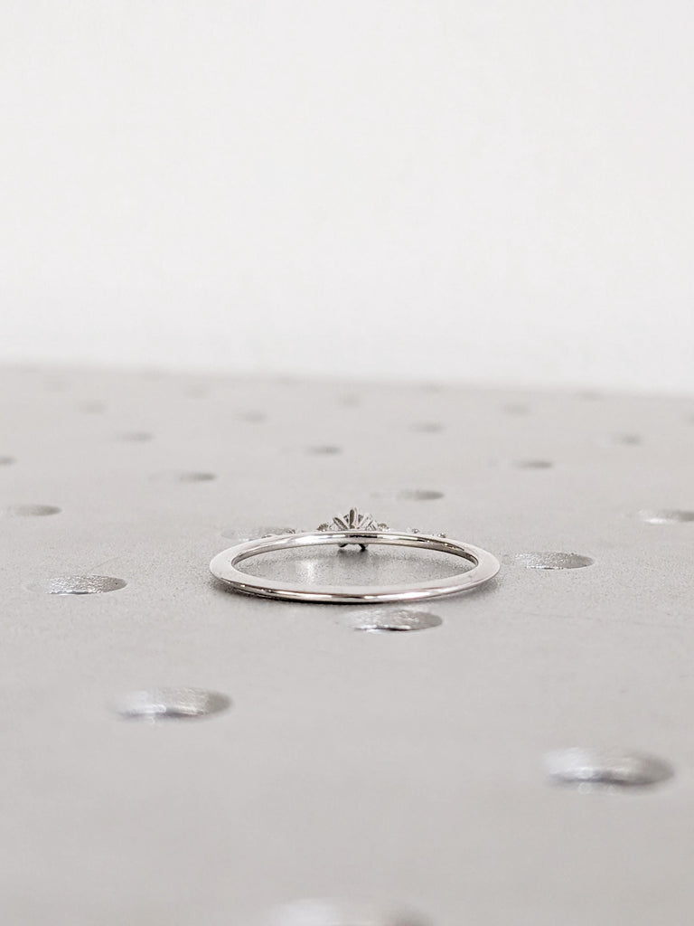 Round Diamond Cluster Engagement Ring, 14K White Gold, Lab Diamond Moissanite image #8