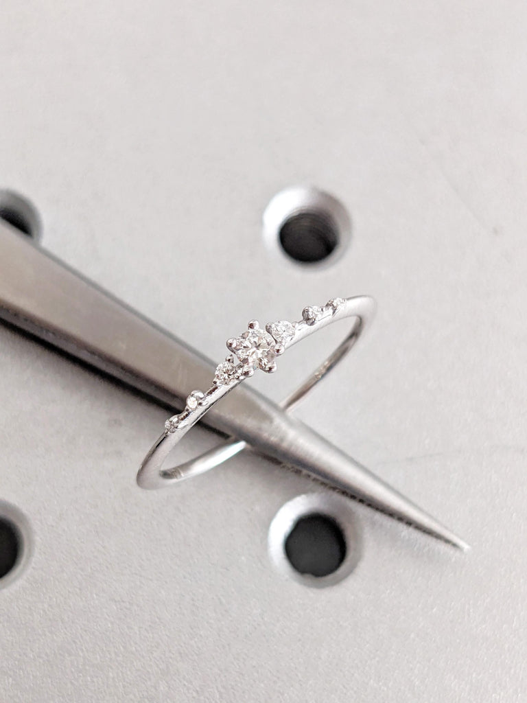 Round Diamond Cluster Engagement Ring, 14K White Gold, Lab Diamond Moissanite image #6