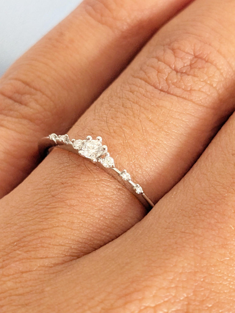 Round Diamond Cluster Engagement Ring, 14K White Gold, Lab Diamond Moissanite image #5