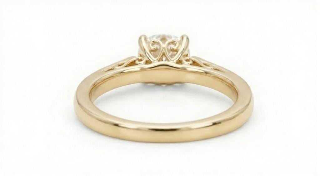 Solitaire Moissanite Engagement Ring, Dainty 14k Solid Gold Filigree Ring, Bridal Jewelry